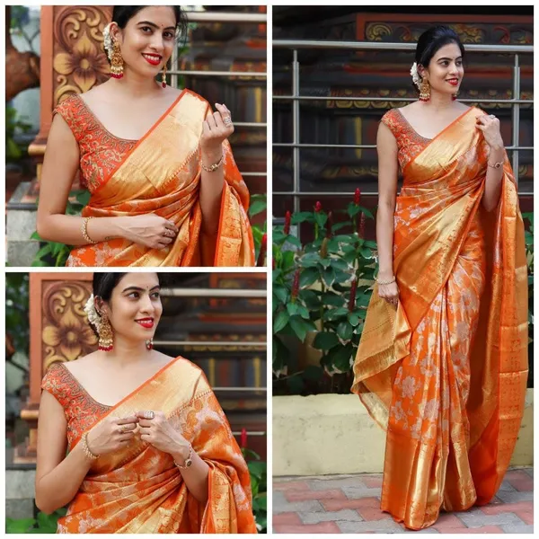 Orange_Embellished_Banarasi_Jacquard_Saree_(Orange)
